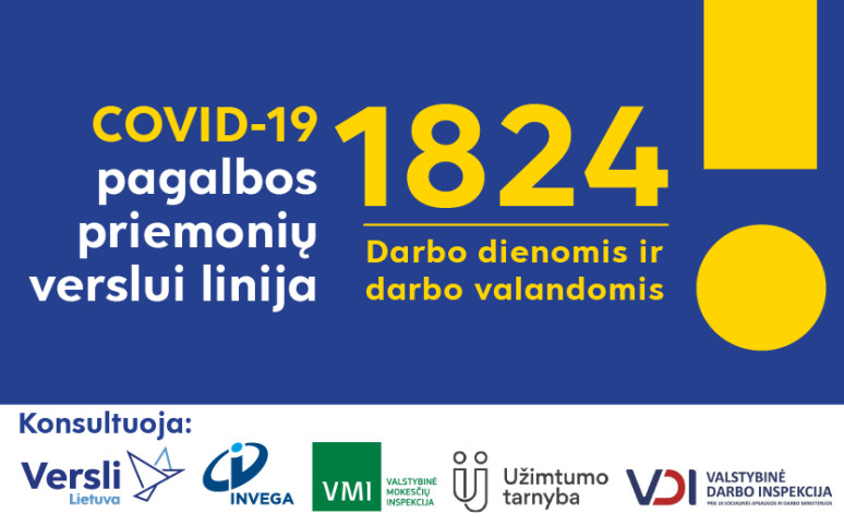 Pradeda veikti pagalbos priemonių verslui linija – trumpasis numeris 1824