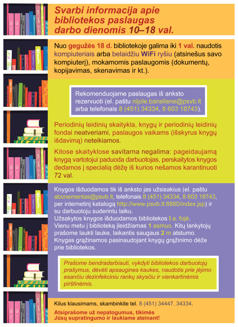 Svarbi informacija apie bibliotekos paslaugas