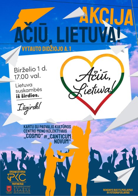 Pasvalys prisideda prie #AčiūLietuva akcijos ir laukia visų šiandien 17 val. Kultūros centro...