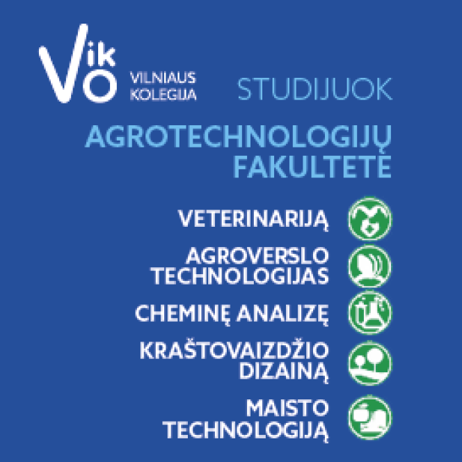 Vilniaus kolegijos Agrotechnologijų fakultetas kviečia rinktis su žemės ūkiu susijusias studijų...