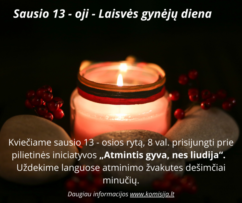 Sausio 13-ąją minėkime kartu visuotine pilietine iniciatyva „Atmintis gyva, nes liudija“