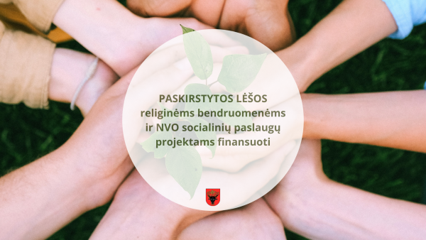 Paskirstytos lėšos priemonei „Religinių bendruomenių ir nevyriausybinių organizacijų (NVO)...