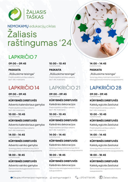 „Žaliasis taškas“ kviečia prisijungti prie NEMOKAMŲ nuotolinių edukacijų ciklo
