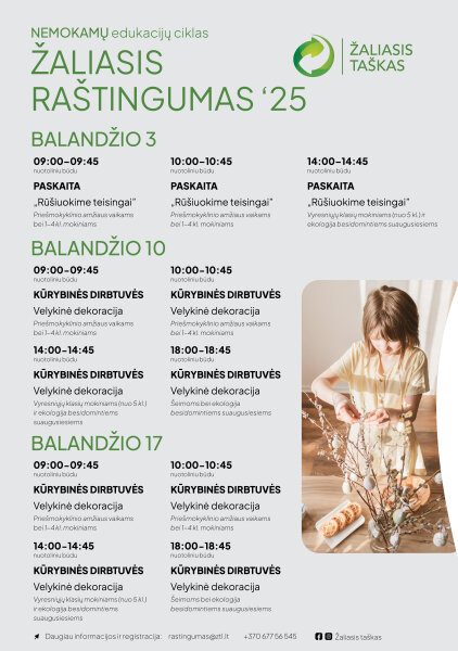 Kviečia prisijungti prie NEMOKAMŲ nuotolinių edukacijų ciklo „Žaliasis raštingumas“