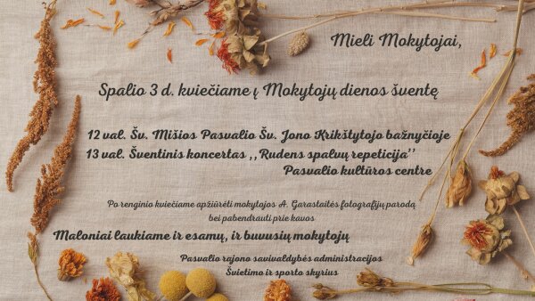 Kviečiame į Mokytojų dienos šventę