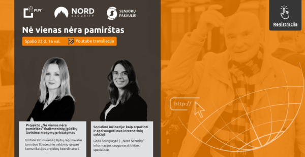 Projektas „Nė vienas nėra pamirštas“ ir vėl Jus kviečia į nuotolinę paskaitą!