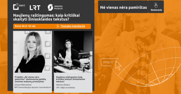 Projektas „Nė vienas nėra pamirštas“  ir vėl Jus kviečia į nuotolinę paskaitą!
