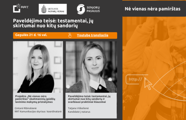 Projektas „Nė vienas nėra pamirštas“ ir vėl Jus kviečia į nuotolinę paskaitą!