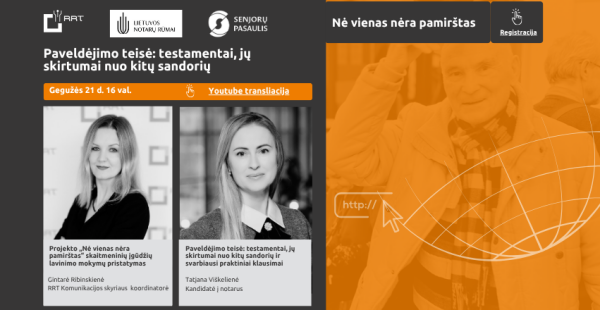 Projektas „Nė vienas nėra pamirštas“ ir vėl Jus kviečia į nuotolinę paskaitą!