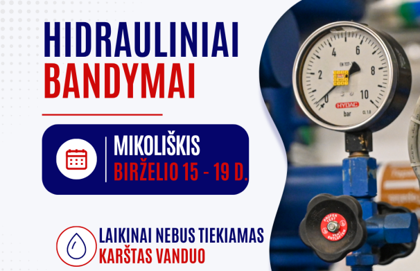 Birželio 15–19 d. laikinai nebus tiekiama šiluma ir karštas vanduo Mikoliškyje