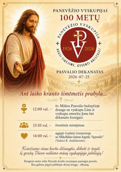 Panevėžio vyskupijos 100-mečio šventė Pasvalyje – kviečiame dalyvauti